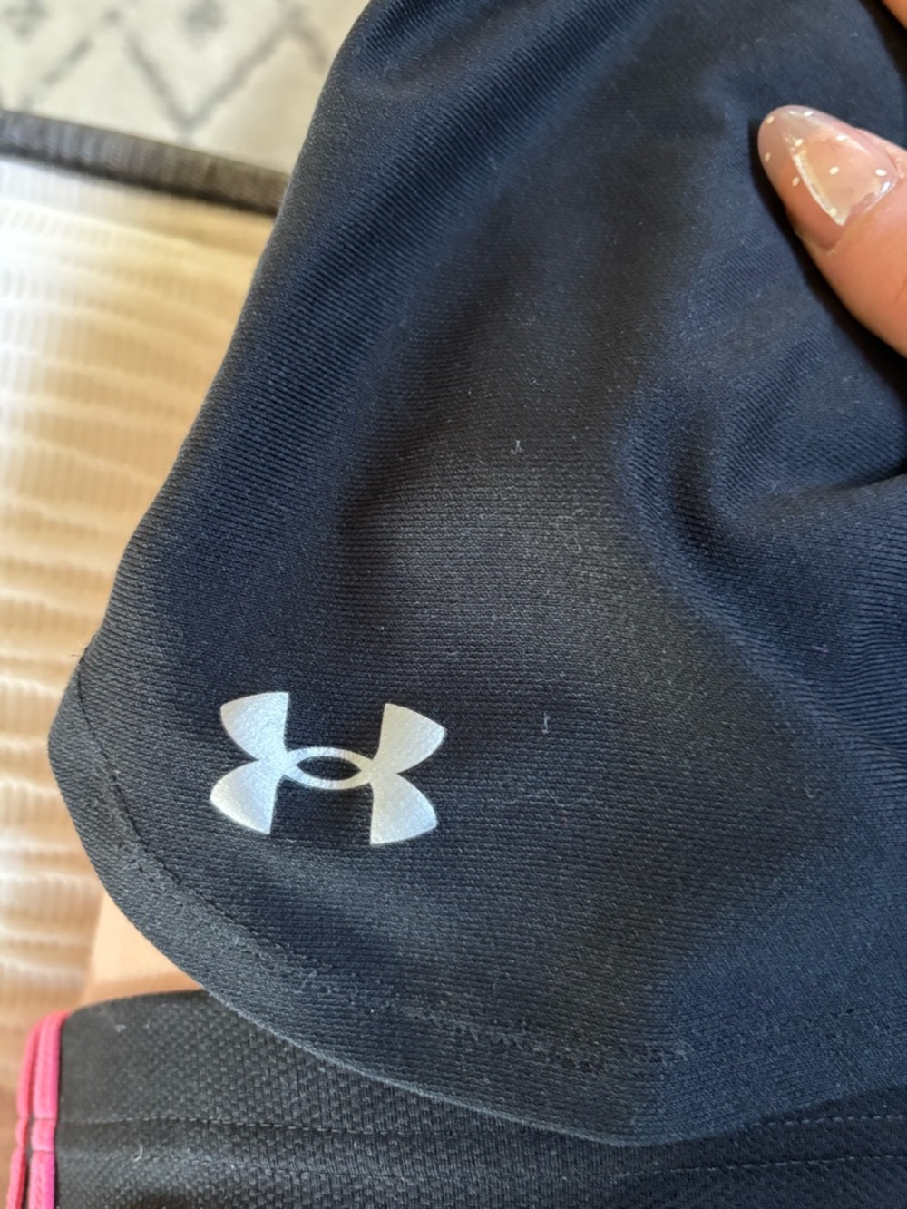 Under Armour Black Performance Shorts with White Logo Waistband - Picture 3 of 4